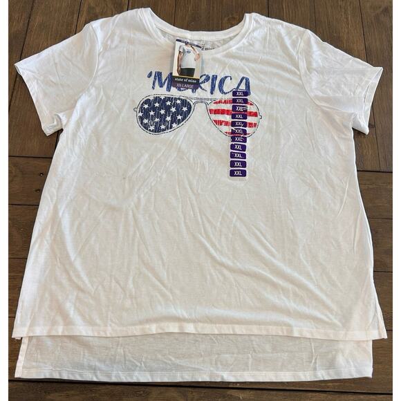 STATE OF MINE Women's Sz XXL 'MERICA T-SHIRT America T Shirt Short Sleeve - Picture 1 of 9